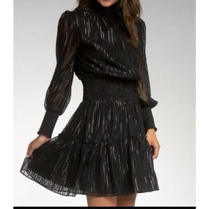 Elan Black/Silver Smock Dress Size Medium